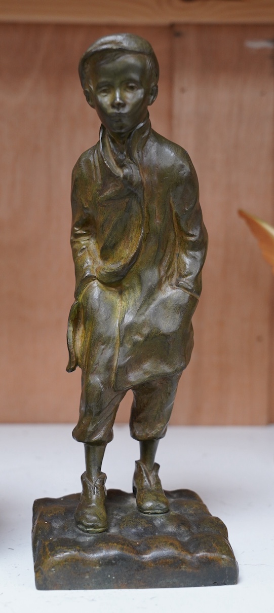 H. Chargeboeuf (French), bronze, figure of a youth with his hands in his pockets, 24cm. Condition - good